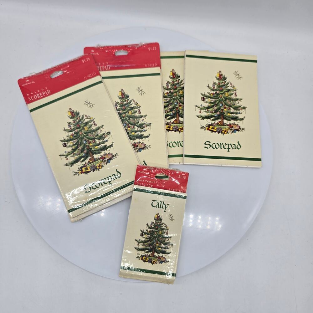 VTG Hallmark Spode Christmas Tree Bridge Scorepads & Tally Cards 3 New 2 used